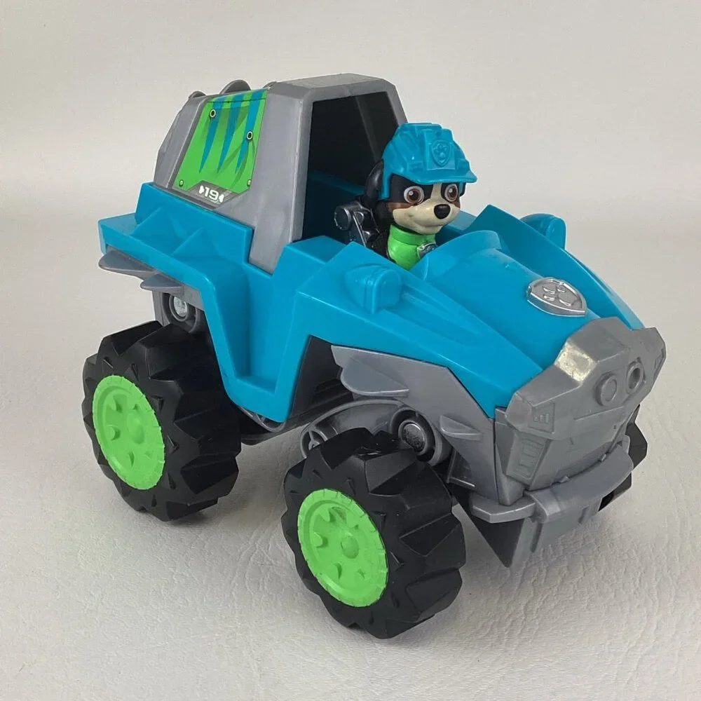 Paw Patrol Dino Rescue Rex Pup with Figure Transforming Rev Up Vehicle Toy